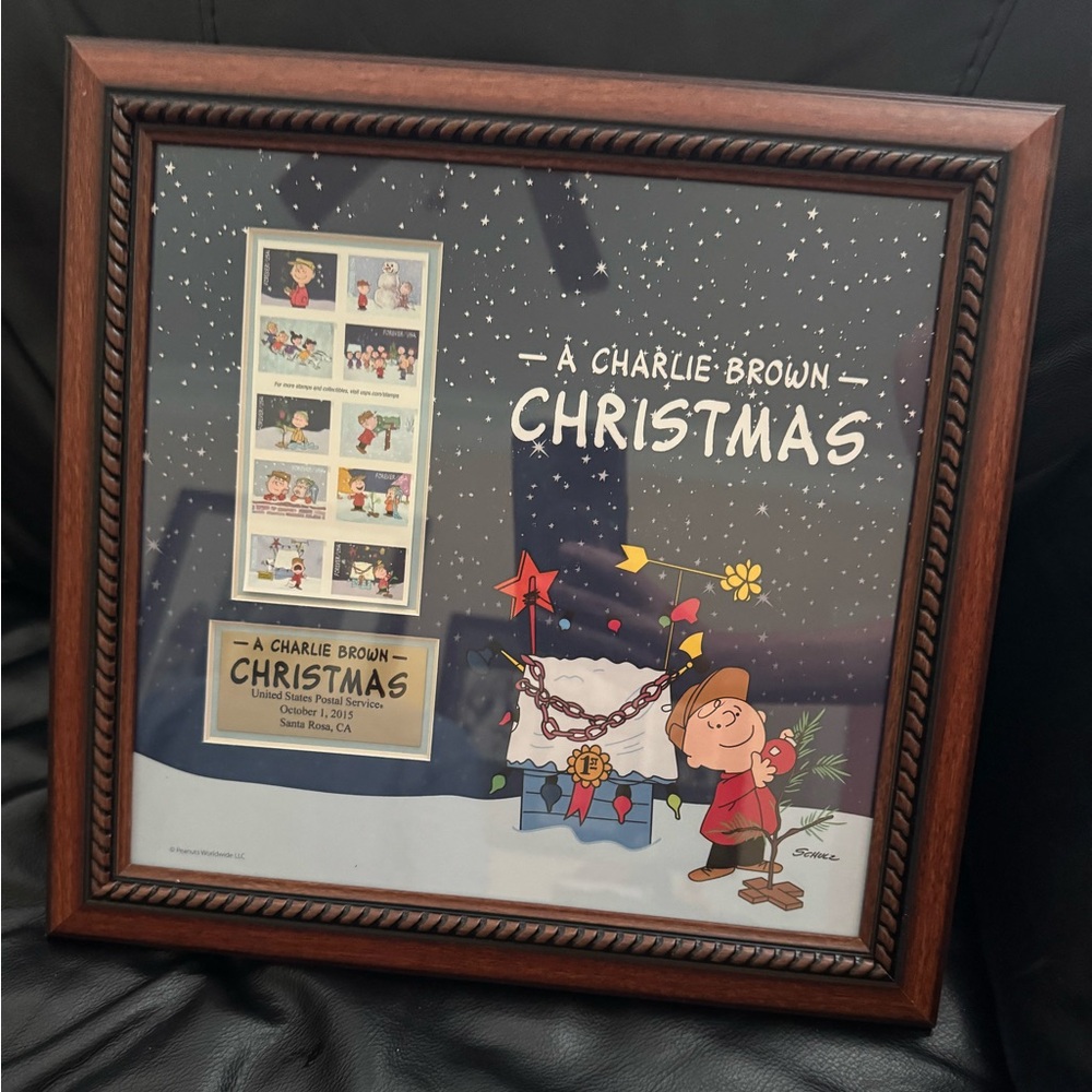 2015 A Charlie Brown Christmas Commemorative Holiday Stamp Framed Piece